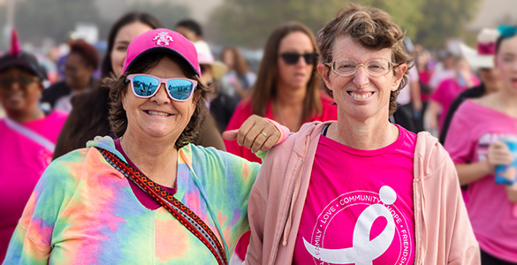 Austin Women in Pink walking and smiling
