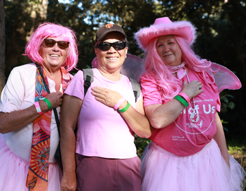 San Francisco Walk Three Women in Pink Smiling
