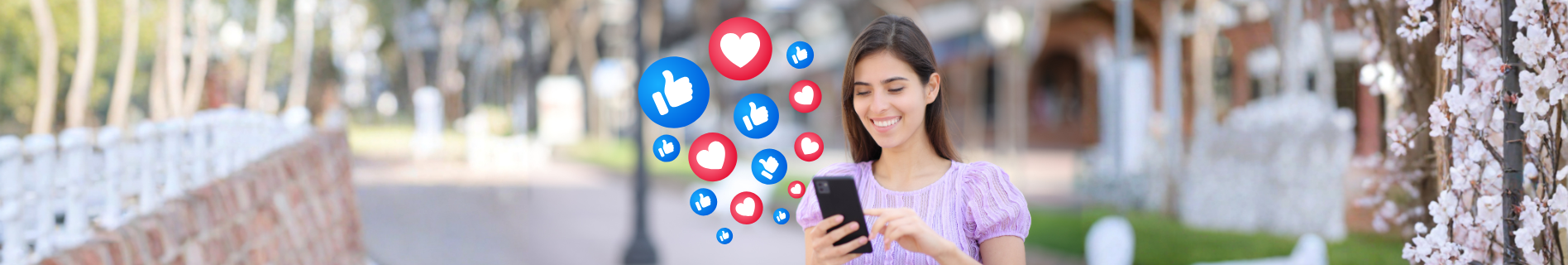 Connect to Facebook DIY hearts with female looking at phone