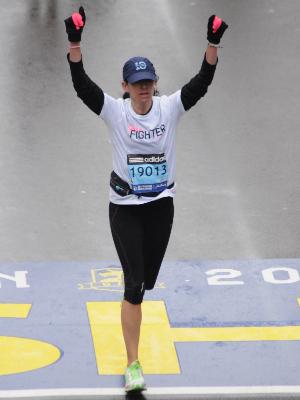 Amy Finishing Boston Marathon During Cancer Treatment