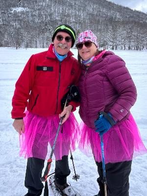 Sporting our tutus at the 2025 Snowshoe for Hope
